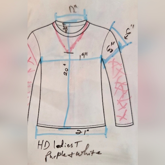 Women's Harley Davidson V-neck T-shirt, Purple/White W/HD Orlando Logo, Snug Fit - Picture 6 of 6